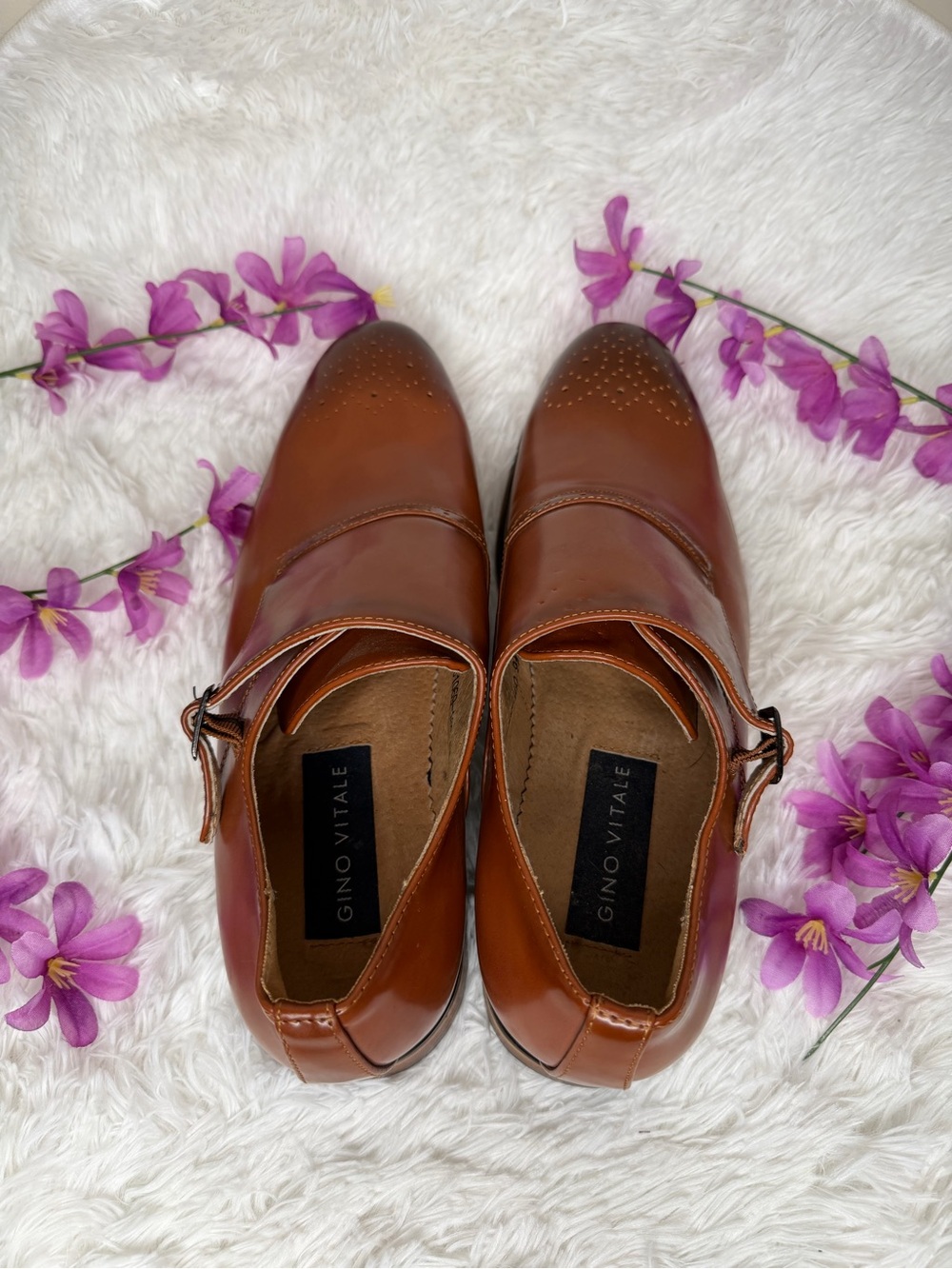 Gino Vitale Cognac Monk Strap Dress Shoes Men’s 9 1/2